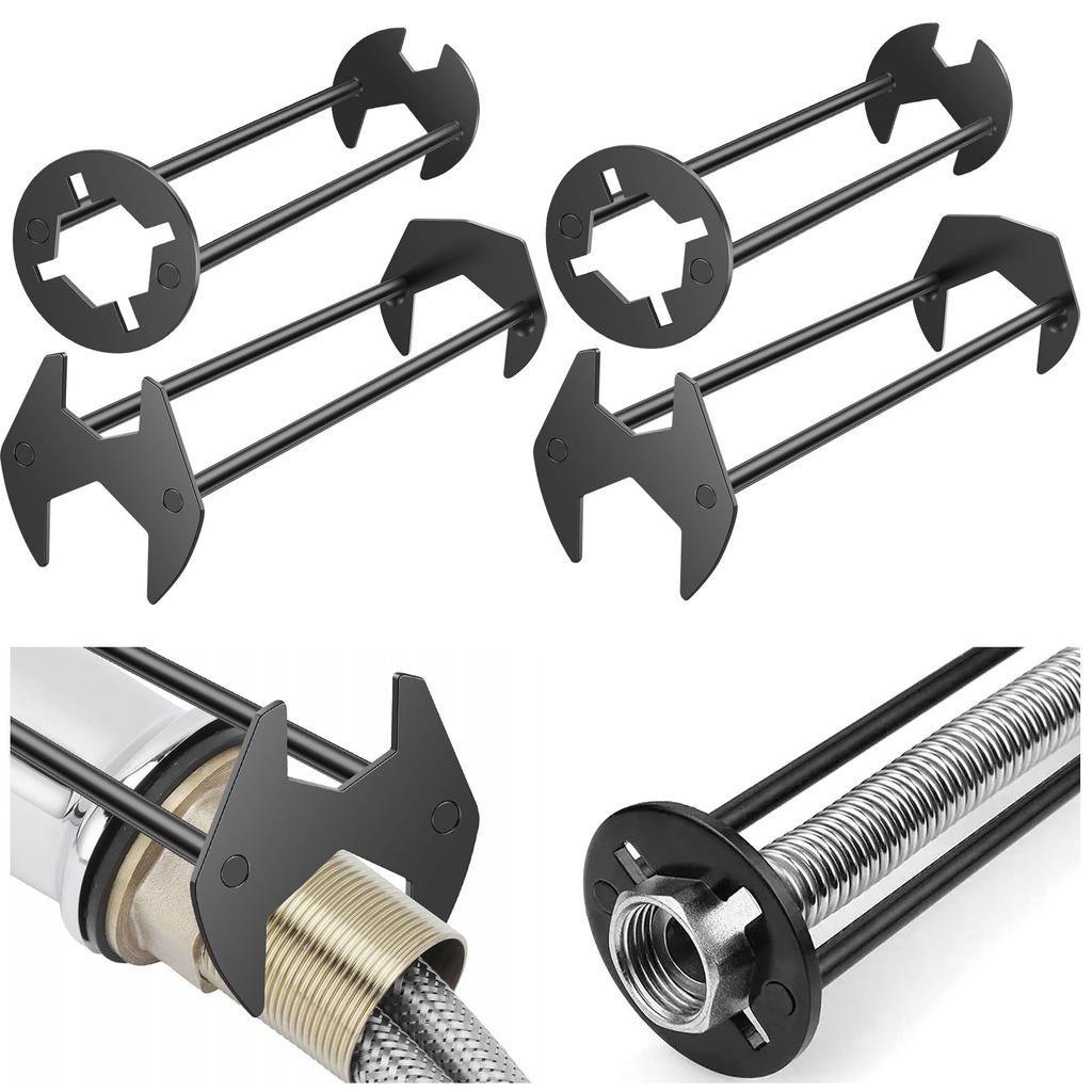 New 4Pcs Basin Wrench Set Metal Sink Wrench Tool Universal Faucet Wrench Hand Tool Plumbing Wrench Tool Basin Spanner Bathroom