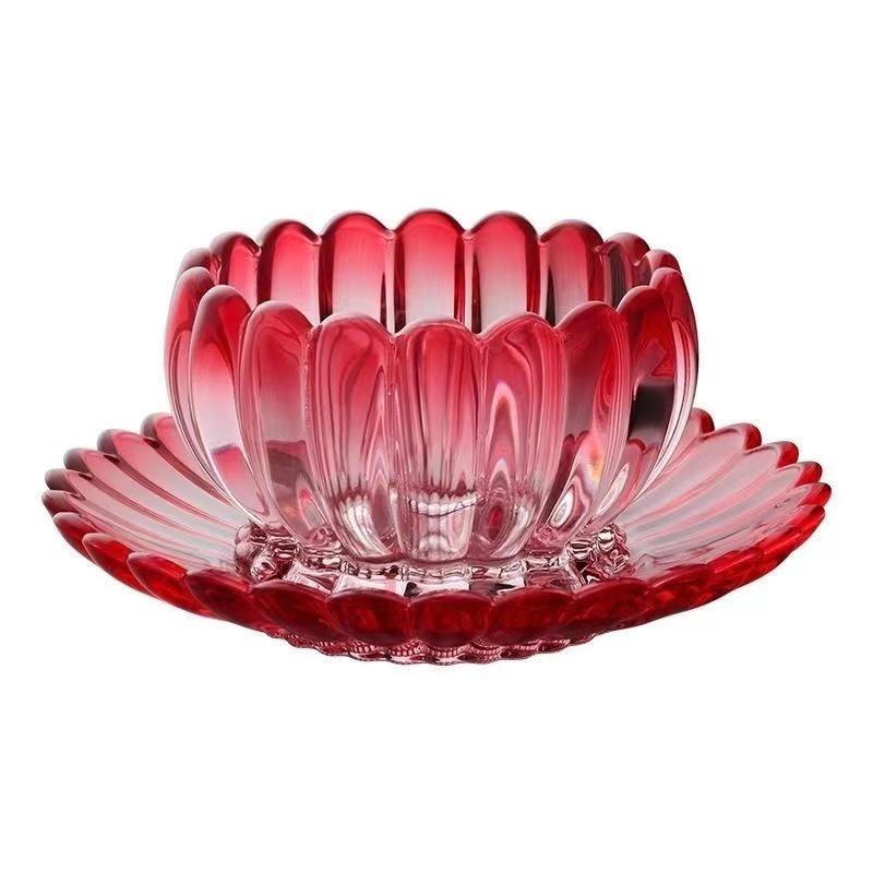 Bezolovnatá skleněná miska talíř sada Kreativní minimalistický evropský styl Domácí použití s designem lotosu Polévkové mísy