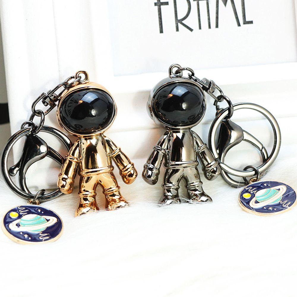 Electroplating Astronaut Keychain Planet Key Chain Action Toy Figures 3D Space Robot Keyring