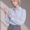 Melting Brown Women Semi Loose Fit Long Sleeve Shirt Puff Blouse Interview Wrink