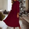 Women Fuzzy Fleece Midi Dress Fall Winter Warm Plush Dress Long Sleeve Hooded Drawstring Sweatshirt Dress with Pockets