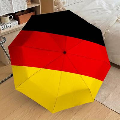 1 Stück rot gelb Automatischer Öffnungs-/Schließschirm Kompakter Faltbarer Schirm mit 8-Rippen-Schaft leichtes Design, Mode-Liebhaber1244A