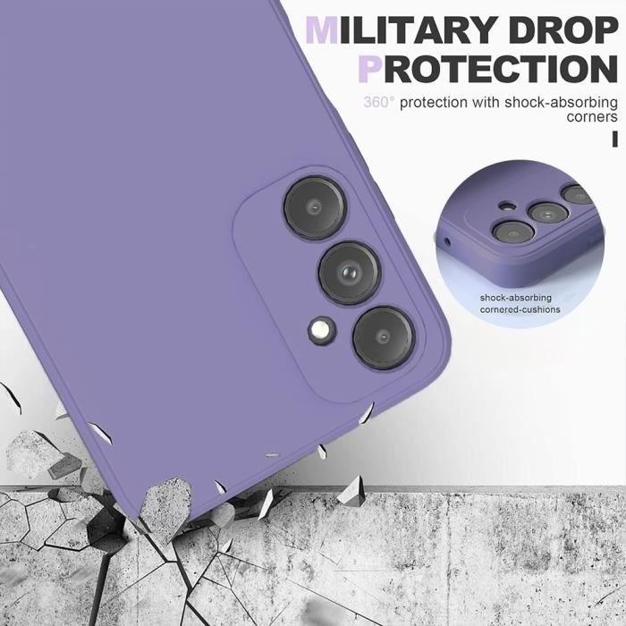 Coque + Verres Trempés - Samsung - Galaxy A15 5G - Silicone Ultra Fine - Antichoc - Violet Foncé