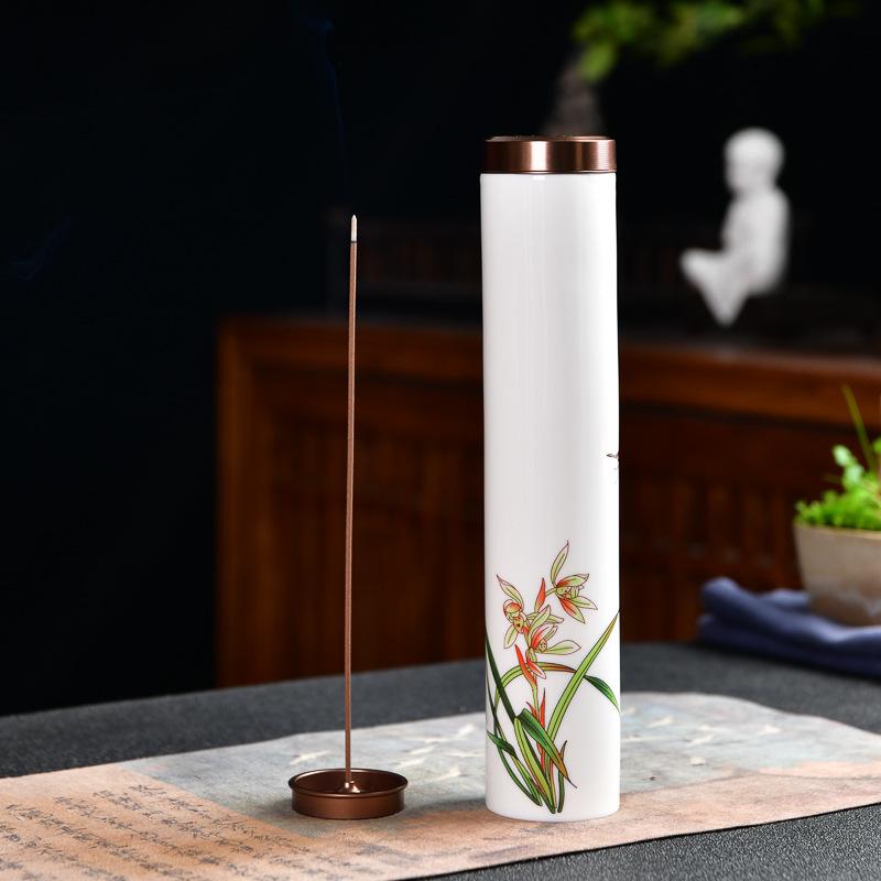 Hand-Painted Ceramic Incense Holder with Sandalwood Incense, Gift Box Included