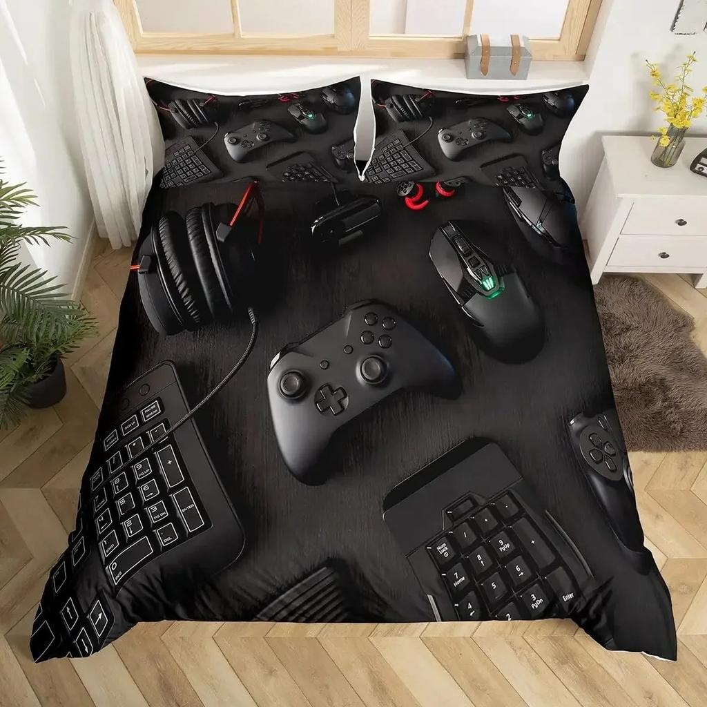 Gamer Duvet Cover For Boys Gaming Cool Games Gamepad Bedding Kids Teen Gifts Video Game Controller Modern Gradient Red And Blue