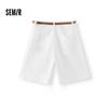 Semir Women's Summer Cool Straight-Leg Denim Belted Shorts