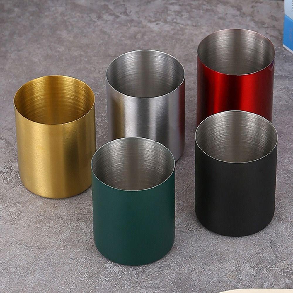 1pcs Thickened Pen Container Stainless Steel Stationery Storage Bucket Simple Pen Holder  Students