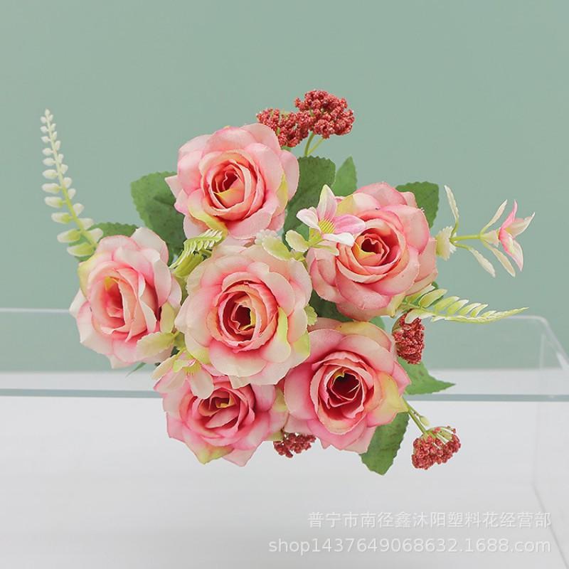 Artificial Rose Bouquet Home Decor Wedding Centerpiece Photography Prop Silk Flower Arrangement In Multiple Colors