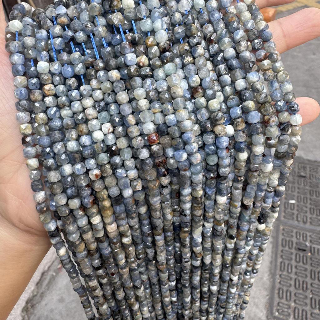 4mm Faceted Blue Kyanite Cube Beads for DIY Jewelry and Accessories