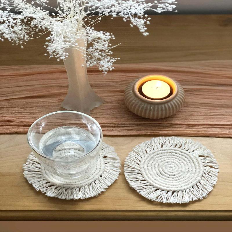 1 ks Podtácek v severském stylu ručně tkaný kulatý protiskluzový podložka restaurační párty stůl dekorativní podložka piknik venkovní vlhkost