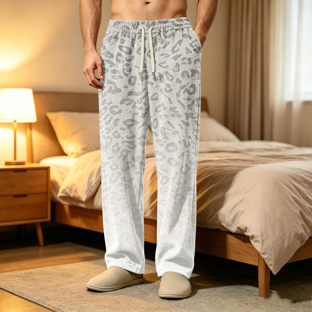 Men's Corduroy Pajama Pants with Pockets, Casual Sleep Bottoms for Home and Bedtime