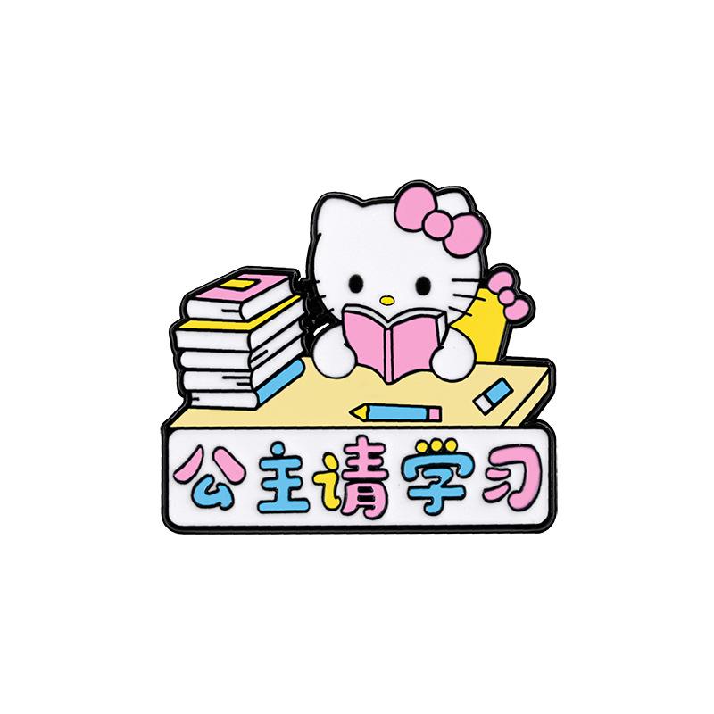 Sanrio Hello Kitty Cartoon Anime Perimeter Good Luck Pass All Exams Alloy Brooch Enamel Badge Decorative Pin for Backpack Clothing