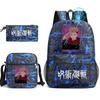3pz Zaino Jujutsu Kaisen Ragazzi Ragazze Anime Mochila Zaino Scolastico Studente con Borsa a Tracolla Astuccio Viaggio Quotidiano Rucksack