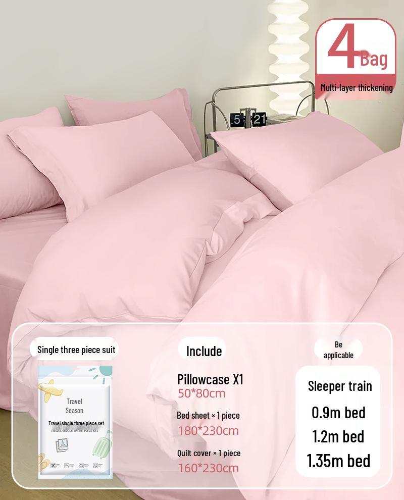 Portable Disposable Bed Sheet & Pillowcase Set: Anti-Dirty, Thickened Four-Piece Travel Kit for Double & Single Beds