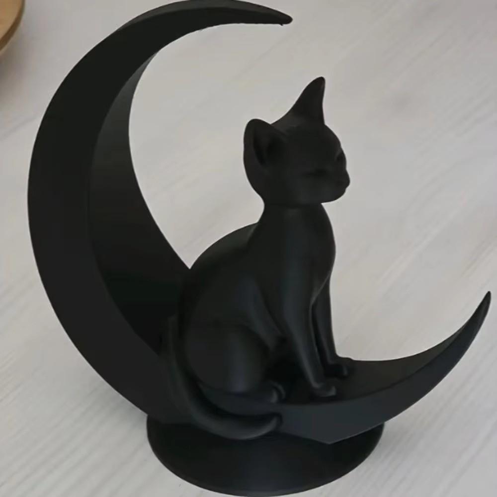 3D Printed Moon Cat Decoration Art Crafts Cat Statue Decorative Desktop Decoration Table