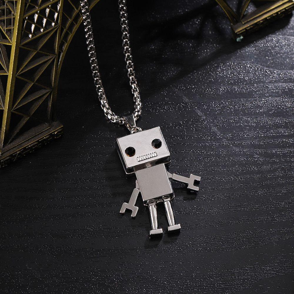 Industry Stainless Steel Punk Metal Pendant Choker Man Necklace Birthday Present Robot Necklace