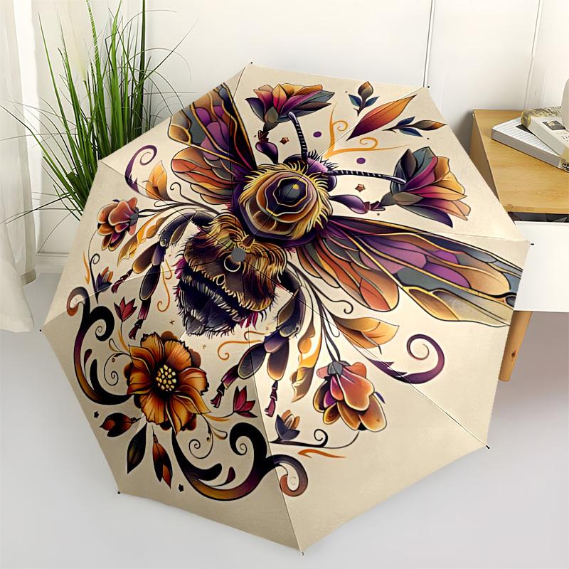 

Bee Artwork Automatic Folding Umbrella Compact 8 rib Design,Unique Style,Suitable for Everyday Outdoor Use,Perfect Gift for Friends and