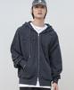 Moderment Applique Washed Oversized Zip-Up Hoodie [Charcoal]