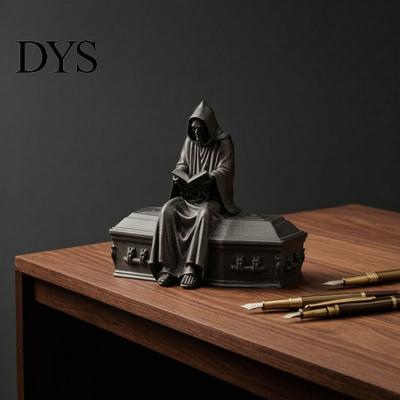 Mystische Eingang Dekoration 3D Gedruckte Lese Skelett Figur, Gotische Kapuzen Lese Statue, Dekorative Regalfiguren Gruselige Schreibtisch Verzierung für