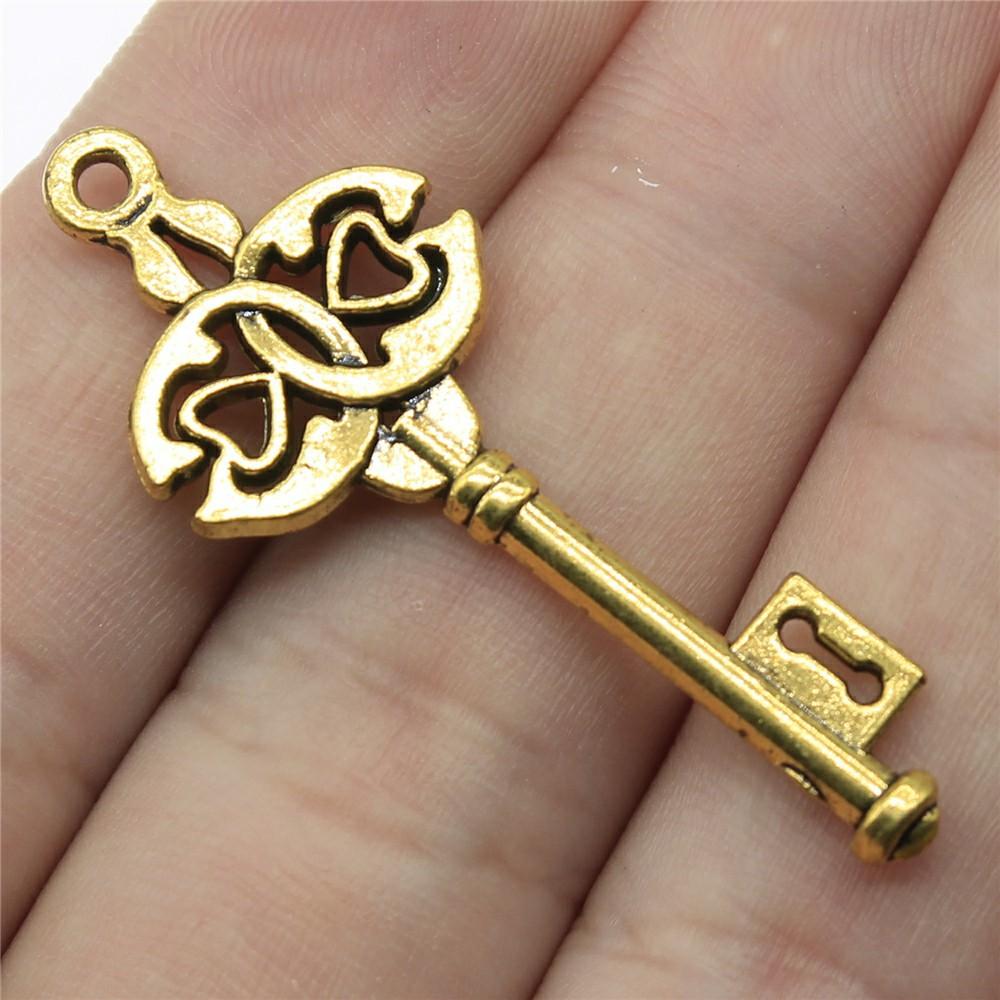 

5pcs Key Charms Pendant Antique Bronze Silver Color DIY Handmade Crafts Making Findings Tibetan Jewelry For Jewelry Making