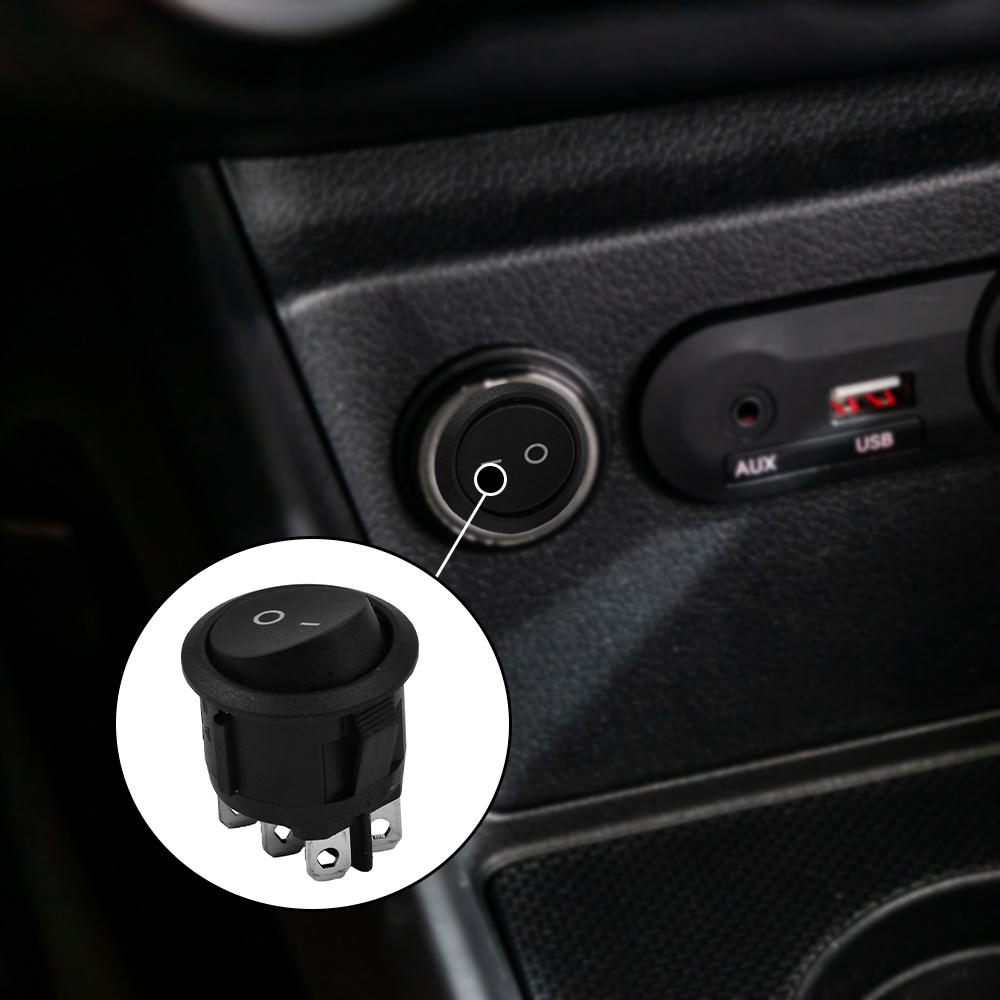 AC 6 Pin 2 Position ON/Off Power Switch Round Rocker Power Switch Black Button for Car Boat Rocker Switch Toggle KCD1-206