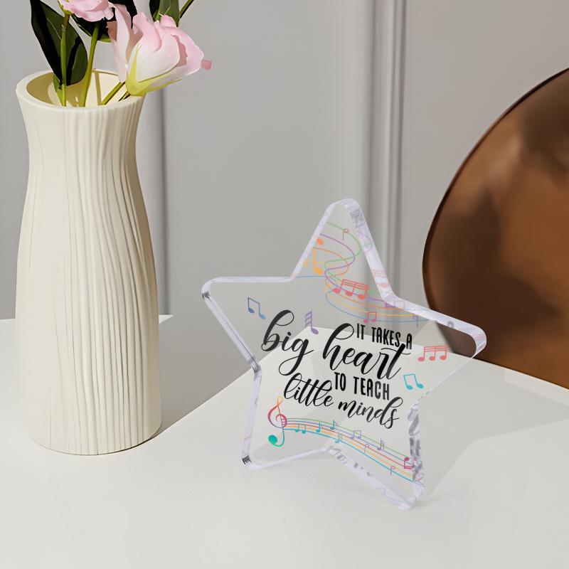 Inspirational Acrylic Plaque Sign for Music Teachers - "It Takes A Big Heart To Teach Little Minds" with Musical Note Design, Graduation Season Appre
