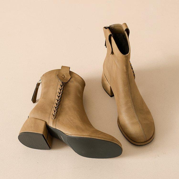 New Autumn Winter Women Ankle Boots Casual Back Zippers Low Heels Shoes Ladies Vintage Short Booties Fashion Soft Leather Shoes