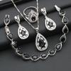 Set di Gioielli da Matrimonio da Donna Colore Argento Zircone Cubico Nero per Feste Orecchini Collana Ciondolo Anello Bracciale Regalo di Halloween