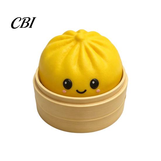 Soft Squishy Keychain Press Button Keychain, Steamed Bun Decompression Toy with Smiling Face Pattern, Slow Rebound Feel Portable Mini Stress