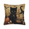 Halloween Black Cats Square Pillow Cases Witchy Moon Gothic Cushion Cover Novelty Decorative Pillowcase for Home 40x40cm