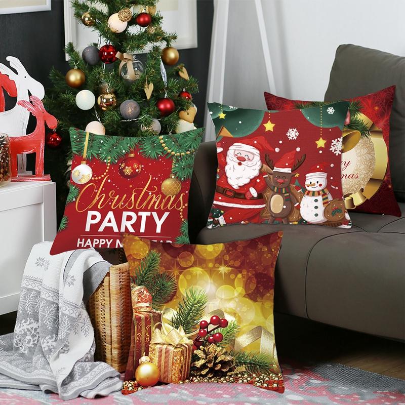 Christmas Cushion Cover Merry Christmas Decorations for Home 2026 Christmas Ornament Navidad Noel Xmas Gifts Happy New Year 2026