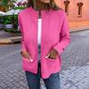 Women's Fashionable Color Long Sleeved Stand Up Collar Zipper Loose Pocket Jacket Casual Jacket