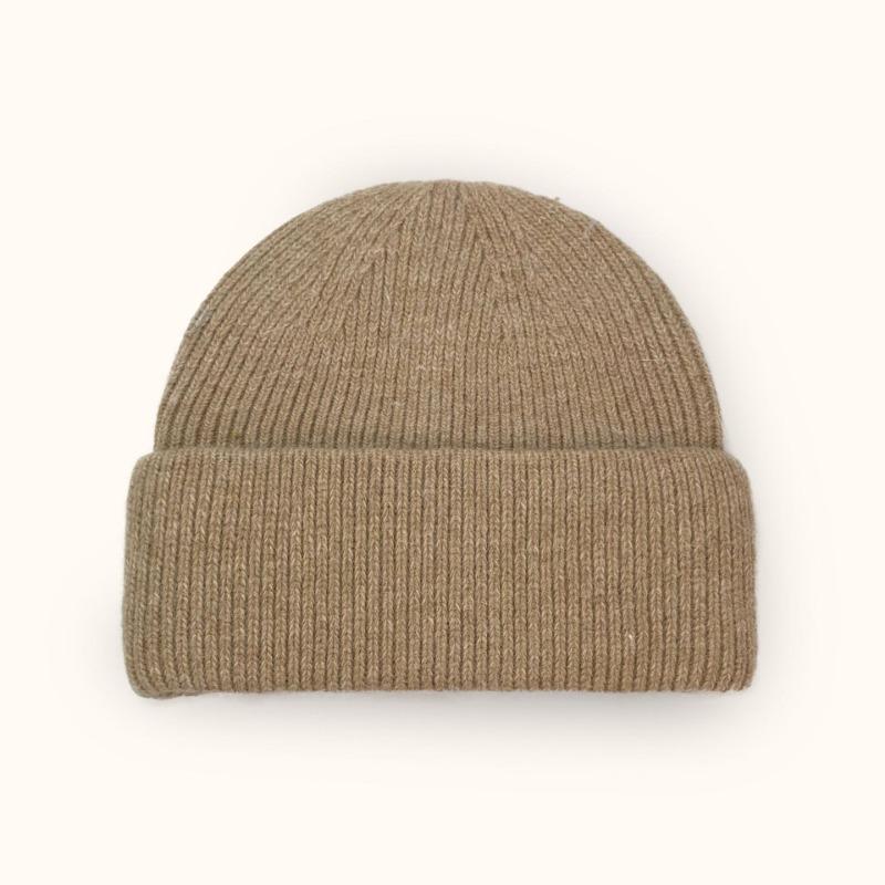 Autumn Winter Fashion Rabbit Hair Knit Hat Double Rolled Brim Warm Cold Hat