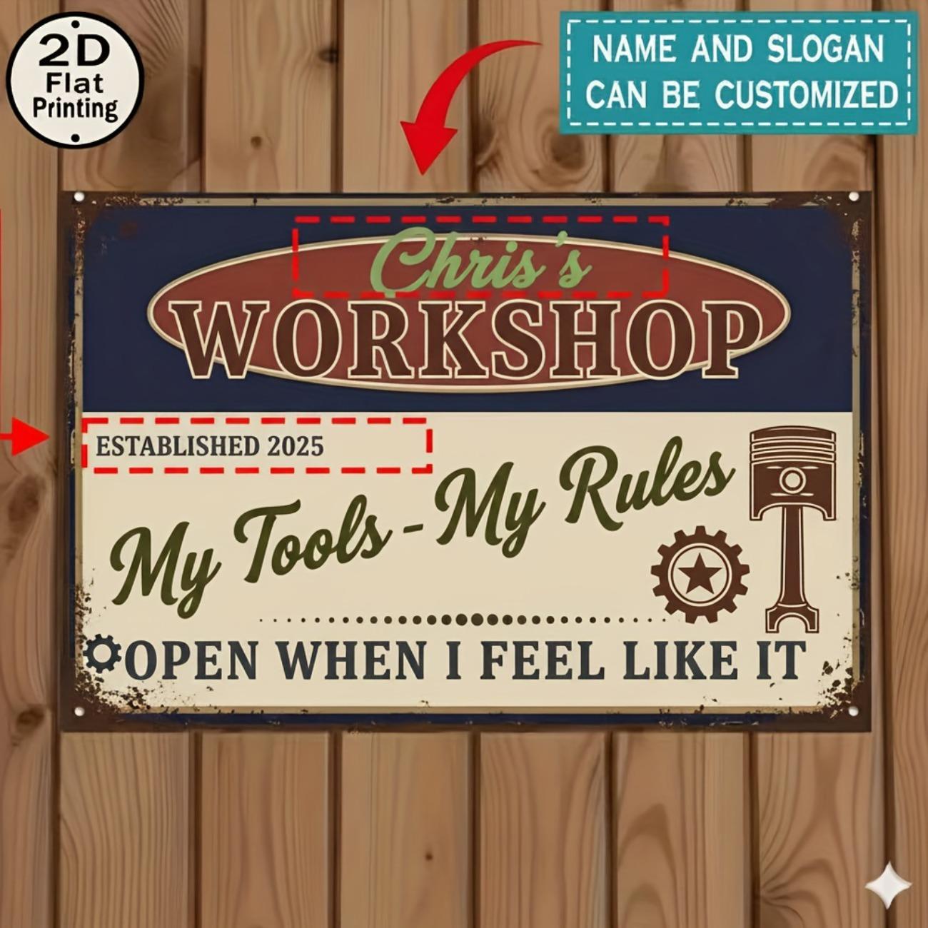 

Vintage Retro Metal Tin Sign Custom Workshop Wall Decor синій