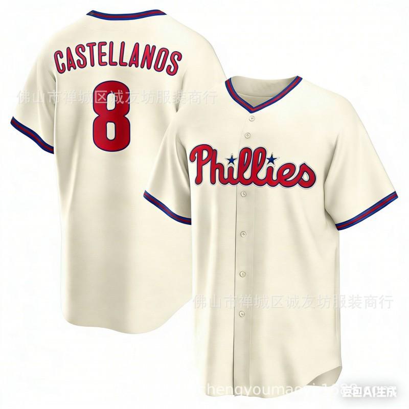 Embroidered Baseball Jersey Philadelphia Phillies 8 Castellanos Unisex Cap Fans Fall Winter Wear