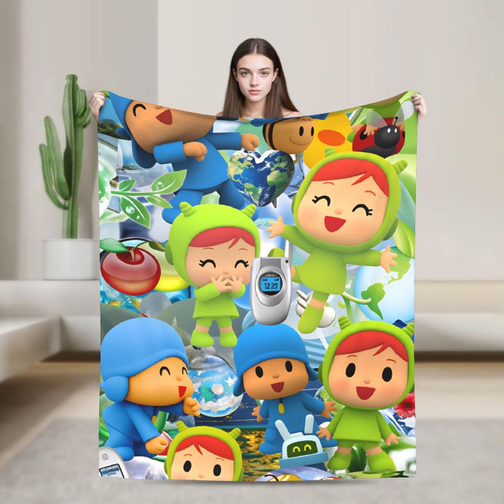 Coperta Super Morbida da Viaggio P-POCOYO Elly Coperta Plaid Copriletto in Flanella per Soggiorno Copridivano Originale
