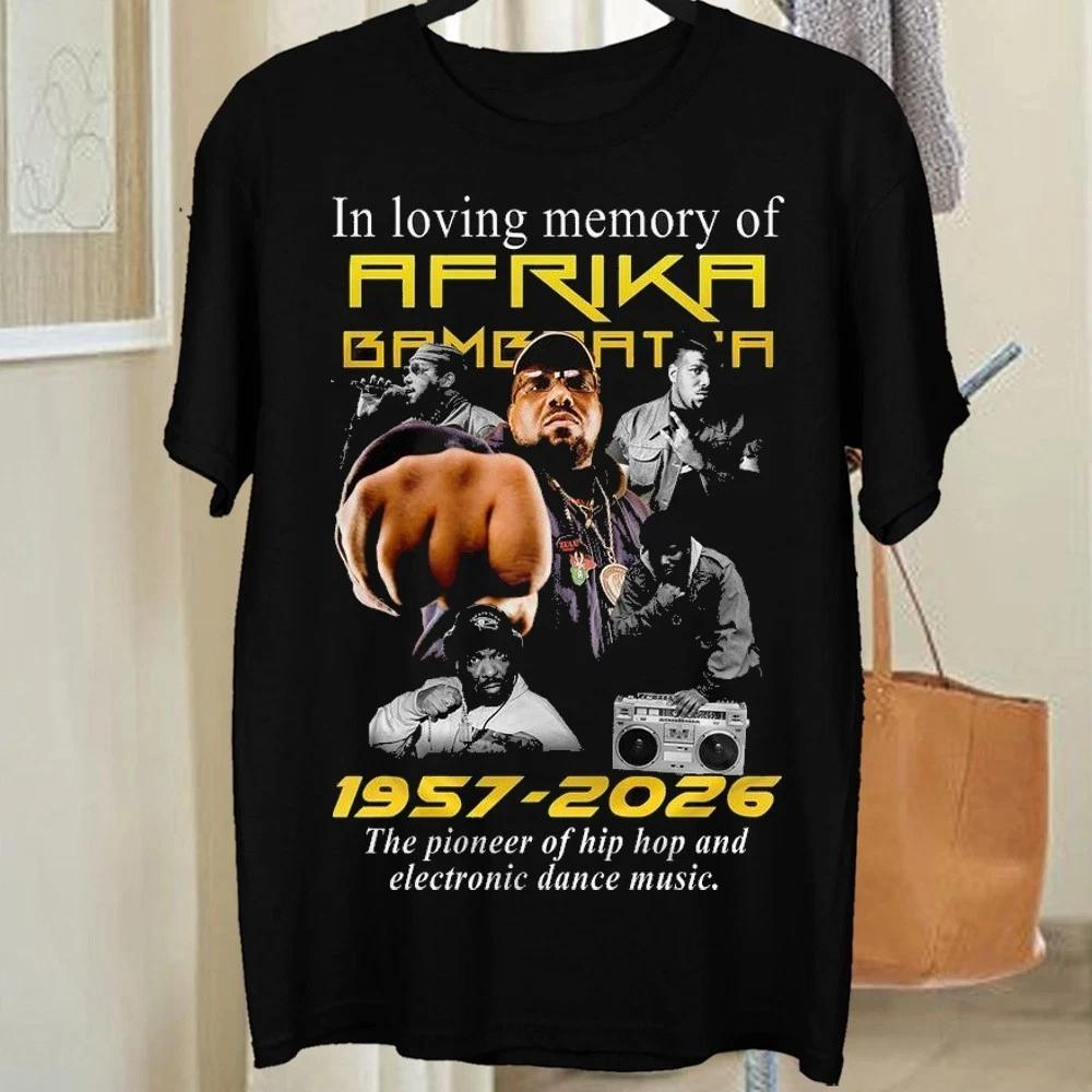 Afrika Bambaataa graphic 100Cotton unisex shirt 2026 Summer New oversize fashion Y2k style Unisex streetwear commemorative Tshirt S