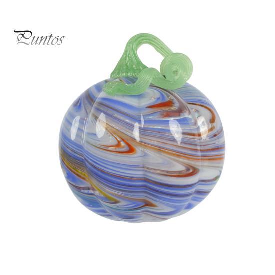 Cute Autumn Centerpiece Mini Hand Blown Glass Pumpkin Ornament, Collectible Thanksgiving Halloween Decoration Faux Crystal Hanging for Fall,