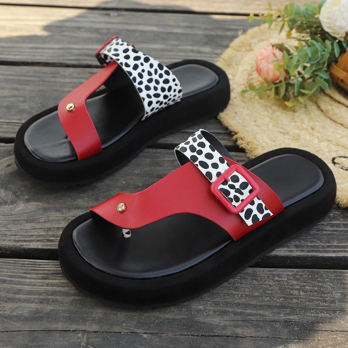 

Женские летние шлепанцы большого размера с открытым носком, модные, с леопардовым принтом, сочетающиеся по цвету, женские летние повседневные пляжные шлепанцы 43 красный