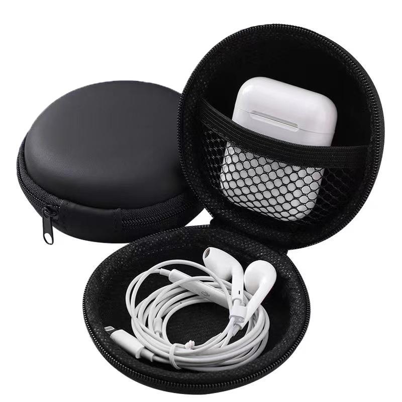 Kopfhörer Aufbewahrungstasche PU Mini Tragbare Hartschalen Tasche Kopfhörer Box Hülle Für Headset Zubehör Ohrhörer Speicherkarte USB Ladekabel