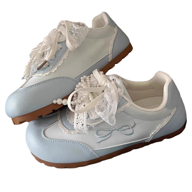 Pink lace temperament sneakers women's new summer breathable niche original design versatile board shoes