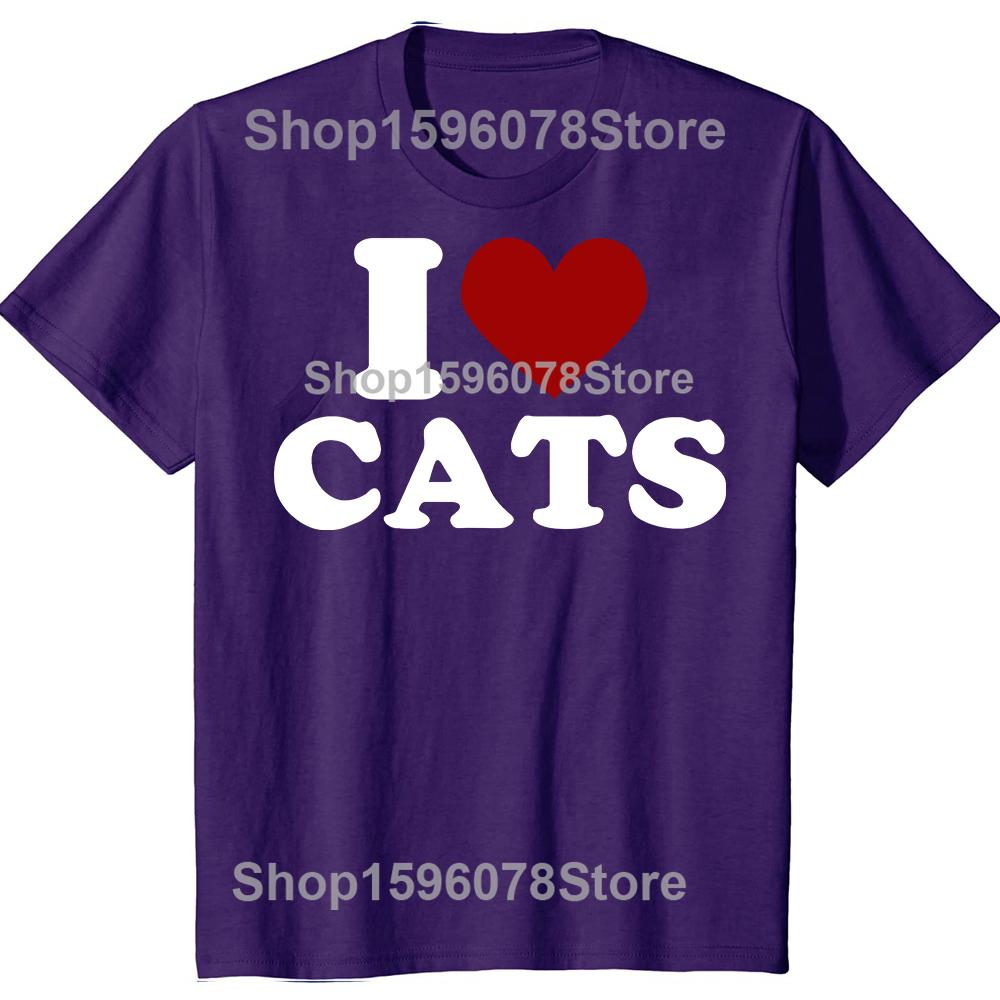 Ich liebe Katzen Ich liebe Katzen 100% Baumwoll-T-Shirts Herren Damenmode Print T-Shirt Locker Übergroß Streetwear Hip Hop Unisex T-Shirt