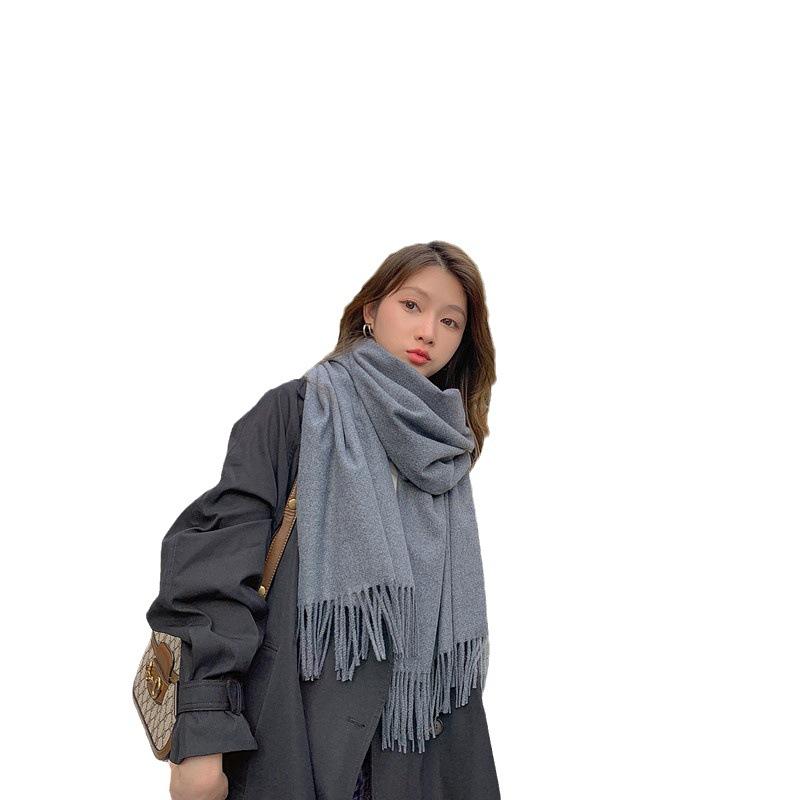 Solid Color Scarf Women's Winter Thickened Imitation Cashmere Scarf New Men's Shawl Wool Cashmere Scarf