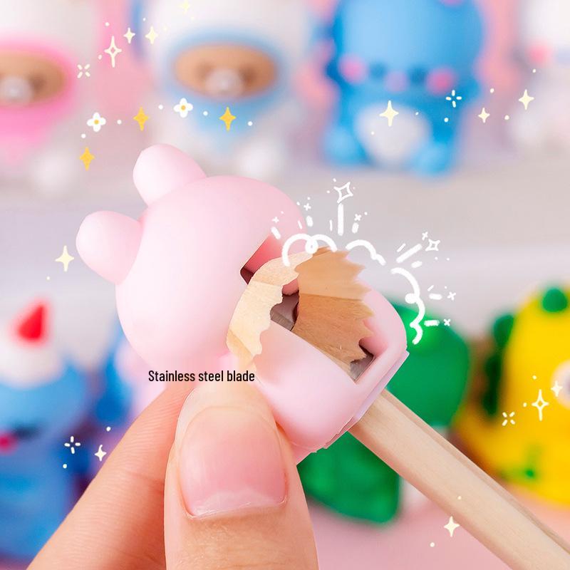 Portable Cute Cartoon Pencil Sharpener with Eraser for Primary Students - Stationery Gift