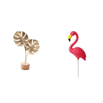 Nordic Abstract Metal Sculpture Figurine with Bird Statue Flamingo Garden Stake Ornament for