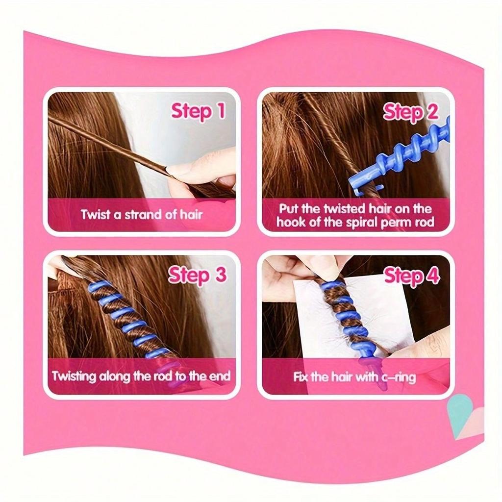 20Pcs Spiral Curler Set - Easy Diy Styling, Suitable For Various Curls - Quick Hair Conversion In Various Bright Colors - Suitab