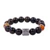 Herren High-End Retro Chinesischer Stil Armband: 999 Sterlingsilber mit natürlichem goldenem Obsidian und gelben Turmkristallperlen