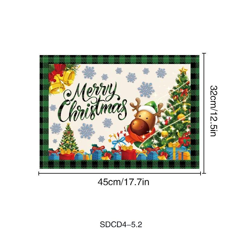 4/6/8pcs New Christmas Placemat Festival Decoration Set Santa Claus Linen Tableware Pads Tablecloth for Christmas Celebrations