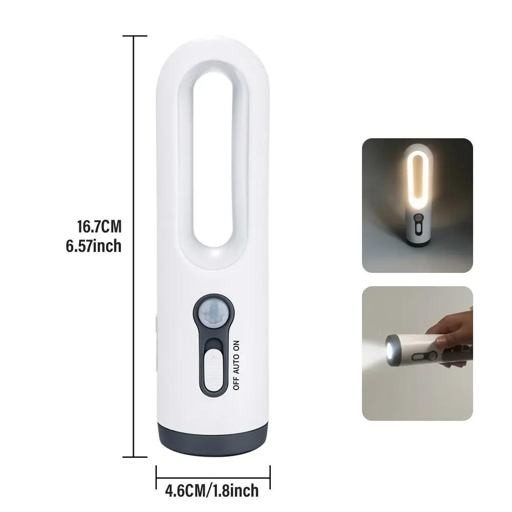 

2 in 1 LED Light Portable Flashlight Motion Sensor Bedroom Bathroom Reading Camping Lighting Baby Feeding Eye Care Bedside білий