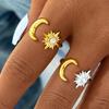 Waterproof Sun Star Zircon Stainless Steel Rings for Women Men Simple Design Open Rings Crystal Inlay Asterism Popular Zircon